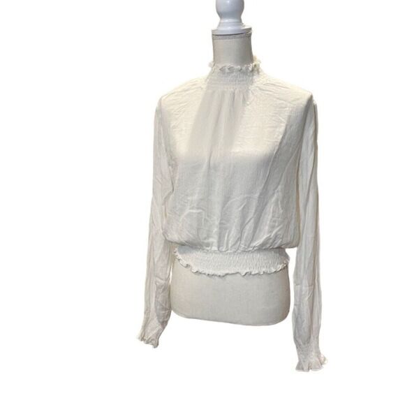 Heart & Hips Tops - Heart & Hips Women's High Neck Romantic Top Long Sleeve Size Large